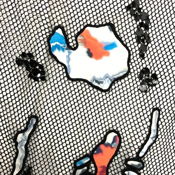 Sachin + Babi Black Mesh Sleeveless Top Abstract Patches & Sequins Medium - Picture 6 of 16